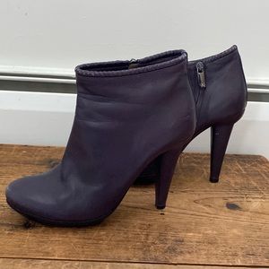 Bottega Veneta Purple Braided Leather Zip Up Heeled Booties - 38.5 Boots